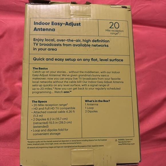 Watch Onn Indoor Easy Adjust Antenna. Brand new in box! - Picture 2 of 2